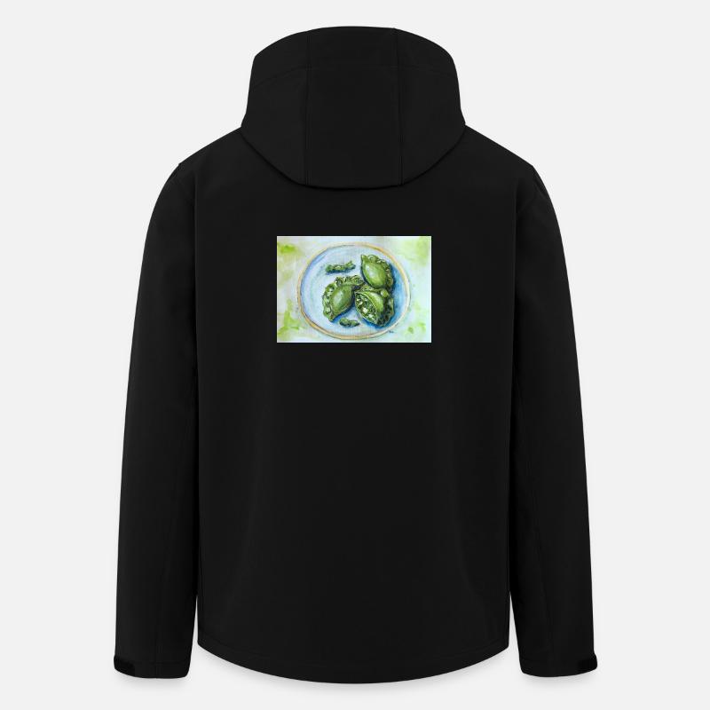 Leuchtend grüne Knödel: Aquarell-Essenskunst - Recycelte Männer Softshell-Jacke von Stanley/Stella - Schwarz