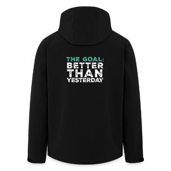Das Ziel: Besser als gestern – Sportausrüstung - Recycelte Männer Softshell-Jacke von Stanley/Stella - Schwarz - Hinten - AI Model Male 185 light (185cm)