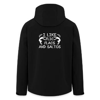 Graphisme de cirque J’aime Flic Flacs Artiste de cirque - Veste softshell homme en polyester recyclé Stanley/Stella - noir - Dos - AI Model Male 185 light (185cm)