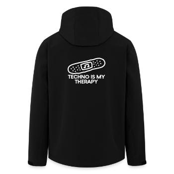 Techno is my Therapy Pflaster - Recycelte Männer Softshell-Jacke von Stanley/Stella - Schwarz - Hinten - AI Model Male 185 light (185cm)