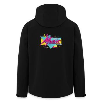 Neon Musik Retro Vibe - Recycelte Männer Softshell-Jacke von Stanley/Stella - Schwarz - Hinten - AI Model Male 185 light (185cm)