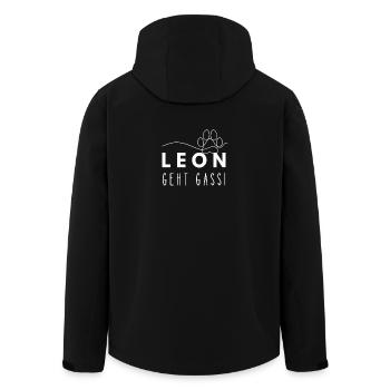 Leon geht Gassi Namensshirt Hundepfote Hundeleine - Recycelte Männer Softshell-Jacke von Stanley/Stella - Schwarz - Hinten - AI Model Male 185 light (185cm)