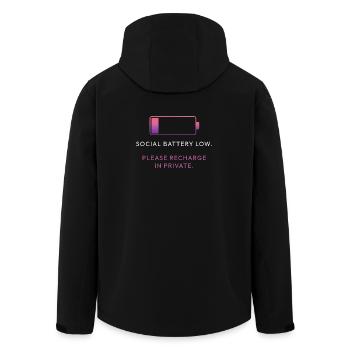 Social Battery Low – Please Recharge in Private - Men’s Recycled Softshell Jacket by Stanley/Stella - black - Back - AI Model Male 185 light (185cm)