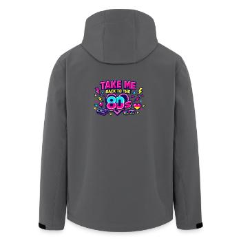 Back to the 80s Neon - Men’s Recycled Softshell Jacket by Stanley/Stella - black - Back - AI Model Male 185 light (185cm)