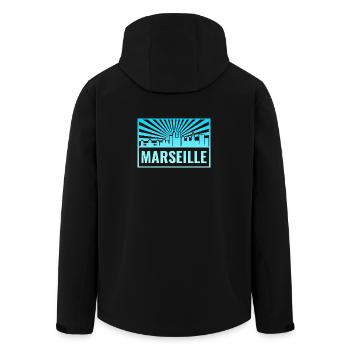 Marseille Skyline Sunbeams - Men’s Recycled Softshell Jacket by Stanley/Stella - black - Back - AI Model Male 185 light (185cm)