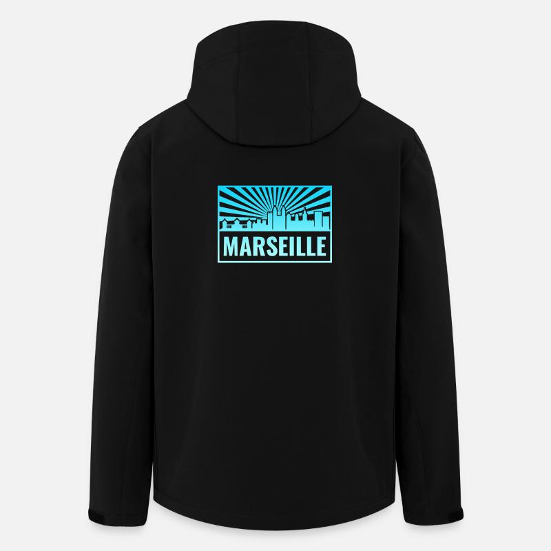 Marseille Skyline Sonnenstrahlen - Recycelte Männer Softshell-Jacke von Stanley/Stella - Schwarz