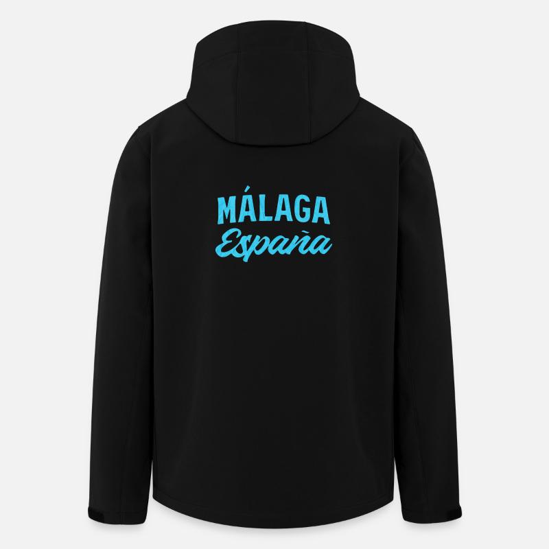 Málaga España Blue Script Design - Veste softshell homme en polyester recyclé Stanley/Stella - noir