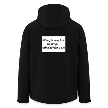 Denk nach, bevor du handelst Heilung statt Gewalt - Recycelte Männer Softshell-Jacke von Stanley/Stella - Schwarz - Hinten - AI Model Male 185 light (185cm)