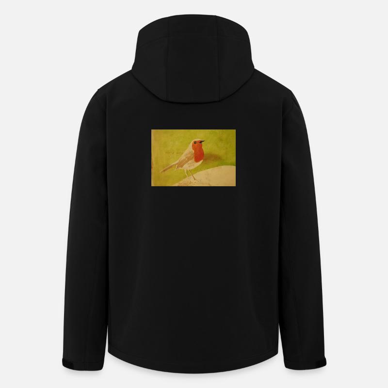 Vogelillustration mit rotem Bauch - Recycelte Männer Softshell-Jacke von Stanley/Stella - Schwarz