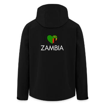 Herz mit sambischer Flagge, ich liebe Sambia - Recycelte Männer Softshell-Jacke von Stanley/Stella - Schwarz - Hinten - AI Model Male 185 light (185cm)