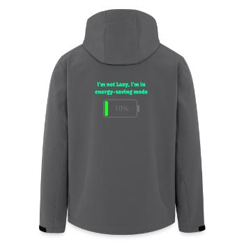 Energy saving mode: not lazy - Men’s Recycled Softshell Jacket by Stanley/Stella - black - Back - AI Model Male 185 light (185cm)