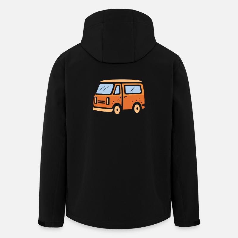 Retro Camper Van Cartoon Illustration - Recycelte Männer Softshell-Jacke von Stanley/Stella - Schwarz