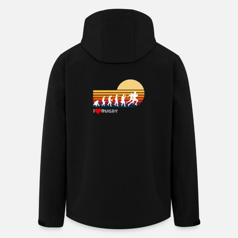 Rugby Retro Evolution Sonnenuntergang - Recycelte Männer Softshell-Jacke von Stanley/Stella - Schwarz