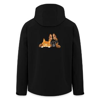 Petit chiot Berger allemand mignon et chat Maine Coon - Veste softshell homme en polyester recyclé Stanley/Stella - noir - Dos - AI Model Male 185 light (185cm)