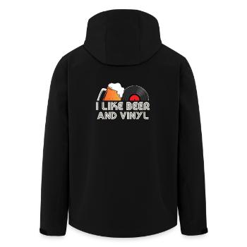 J’aime le design rétro de bière et de vinyle - Veste softshell homme en polyester recyclé Stanley/Stella - noir - Dos - AI Model Male 185 light (185cm)