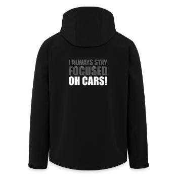 Je reste toujours concentré. Amoureux de voitures, gars mécanique. - Veste softshell homme en polyester recyclé Stanley/Stella - noir - Dos - AI Model Male 185 light (185cm)