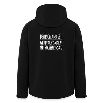 Satire Spruch Deutschland Weihnachtsmarkt - Recycelte Männer Softshell-Jacke von Stanley/Stella - Schwarz - Hinten - AI Model Male 185 light (185cm)