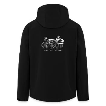 Ride Rest Repeat – Radsport Lifestyle - Recycelte Männer Softshell-Jacke von Stanley/Stella - Schwarz - Hinten - AI Model Male 185 light (185cm)