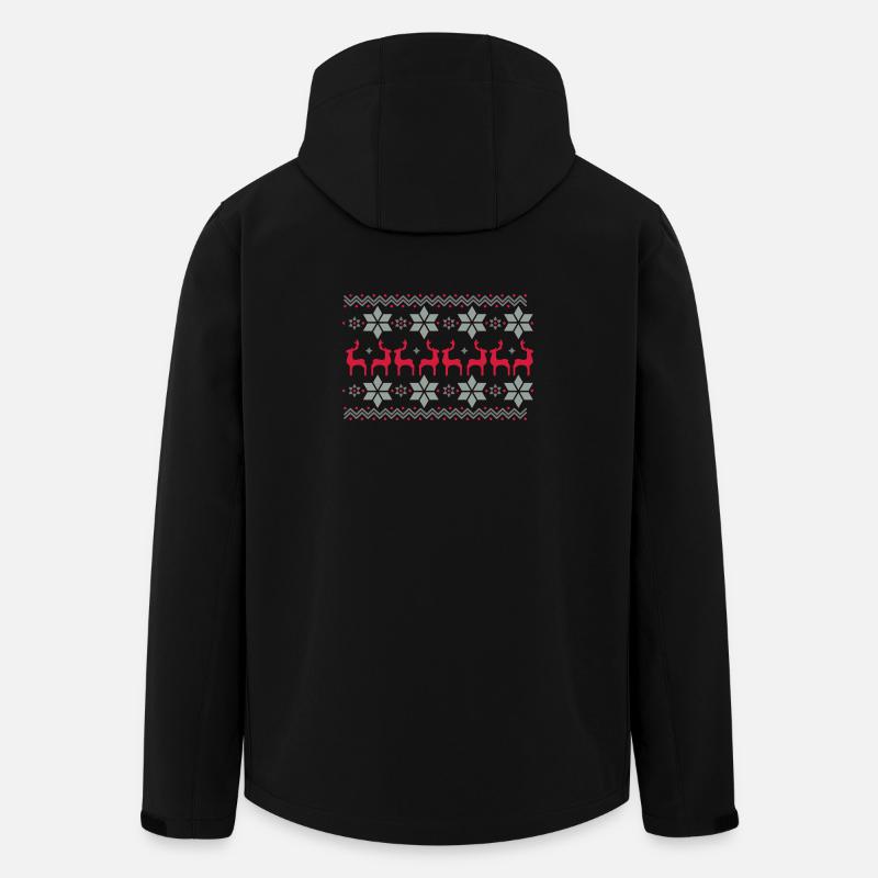 Poinsettia pattern and reindeer pattern - Men’s Recycled Softshell Jacket by Stanley/Stella - black