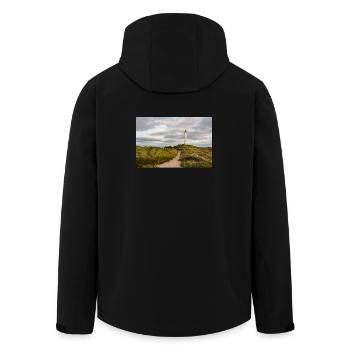 Lighthouse Lyngvig Fyr - Men’s Recycled Softshell Jacket by Stanley/Stella - black - Back - AI Model Male 185 light (185cm)