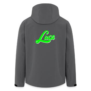 Luca Leuchtender Neon-Lettering Schriftzug - Recycelte Männer Softshell-Jacke von Stanley/Stella - Schwarz - Hinten - AI Model Male 185 light (185cm)