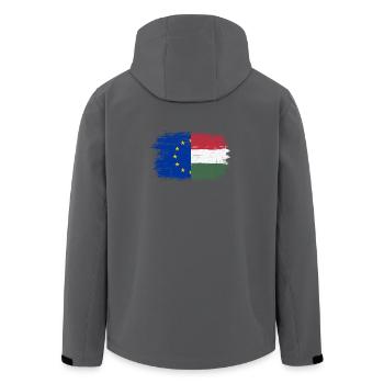 EU Hungary Brushstroke Union - Men’s Recycled Softshell Jacket by Stanley/Stella - black - Back - AI Model Male 185 light (185cm)