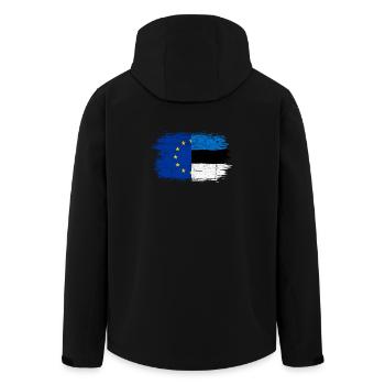 Fusion der EU-deutschen Flagge - Recycelte Männer Softshell-Jacke von Stanley/Stella - Schwarz - Hinten - AI Model Male 185 light (185cm)
