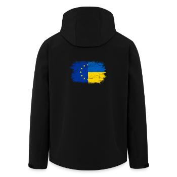 Fusion du drapeau de l’UE et de l’Ukraine - Veste softshell homme en polyester recyclé Stanley/Stella - noir - Dos - AI Model Male 185 light (185cm)