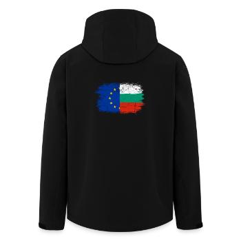 Hinweis Fusion EU Bulgarischer Pinsel - Recycelte Männer Softshell-Jacke von Stanley/Stella - Schwarz - Hinten - AI Model Male 185 light (185cm)