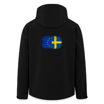 Drapeau pinceau UE-Suède Fusion - Veste softshell homme en polyester recyclé Stanley/Stella - noir - Dos - AI Model Male 185 light (185cm)