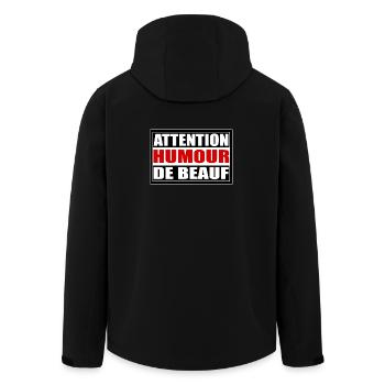 Attention humour de beauf - Veste softshell homme en polyester recyclé Stanley/Stella - noir - Dos - AI Model Male 185 light (185cm)