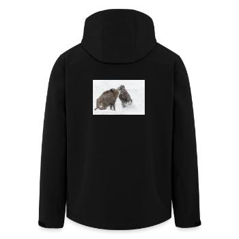 kämpfende Wildschweine im Schnee - Recycelte Männer Softshell-Jacke von Stanley/Stella - Schwarz - Hinten - AI Model Male 185 light (185cm)