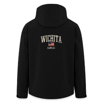 Wichita Kansas Vintage Flag Arch - Recycelte Männer Softshell-Jacke von Stanley/Stella - Schwarz - Hinten - AI Model Male 185 light (185cm)