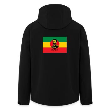 DRAPEAU REGGAE - HAILÉ SÉLASSIÉ - JAH RASTAFARI - Veste softshell homme en polyester recyclé Stanley/Stella - noir - Dos - AI Model Male 185 light (185cm)