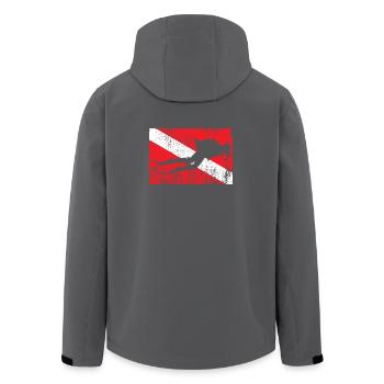 Grunge-Ski-Silhouette auf diagonaler Flagge - Recycelte Männer Softshell-Jacke von Stanley/Stella - Schwarz - Hinten - AI Model Male 185 light (185cm)