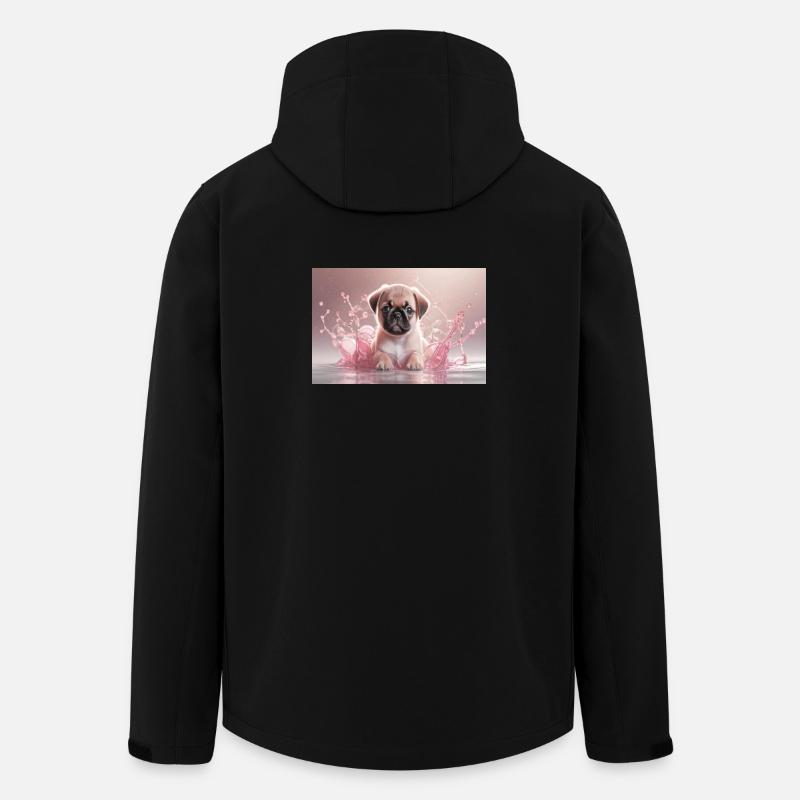 Niedlicher Welpe in Pink Wasserball - Recycelte Männer Softshell-Jacke von Stanley/Stella - Schwarz