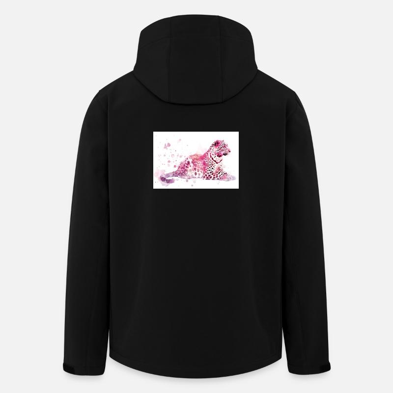 Rosa Leoparden Aquarell - Recycelte Männer Softshell-Jacke von Stanley/Stella - Schwarz