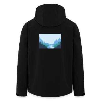Minimalist landscape with river and mountains - Men’s Recycled Softshell Jacket by Stanley/Stella - black - Back - AI Model Male 185 light (185cm)
