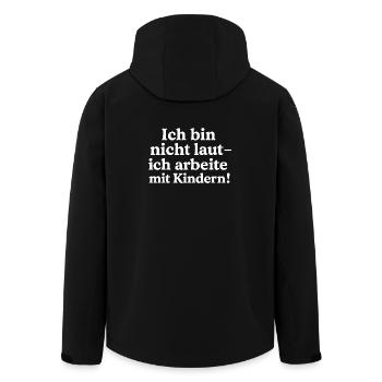 Ich bin nicht laut! (weiß) - Recycelte Männer Softshell-Jacke von Stanley/Stella - Schwarz - Hinten - AI Model Male 185 light (185cm)