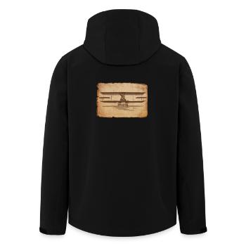 Illustration d’avion vintage sur papier brouillon - Veste softshell homme en polyester recyclé Stanley/Stella - noir - Dos - AI Model Male 185 light (185cm)