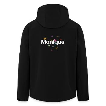 Beau prénom de fille avec des papillons MONIQUE - Veste softshell homme en polyester recyclé Stanley/Stella - noir - Dos - AI Model Male 185 light (185cm)