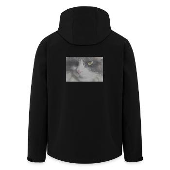 Cat portrait in glitch look - Men’s Recycled Softshell Jacket by Stanley/Stella - black - Back - AI Model Male 185 light (185cm)