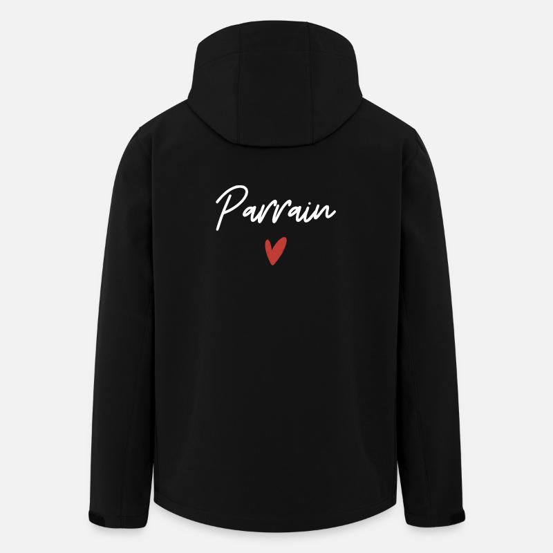Parrain coeur idée cadeau - Veste softshell homme en polyester recyclé Stanley/Stella - noir
