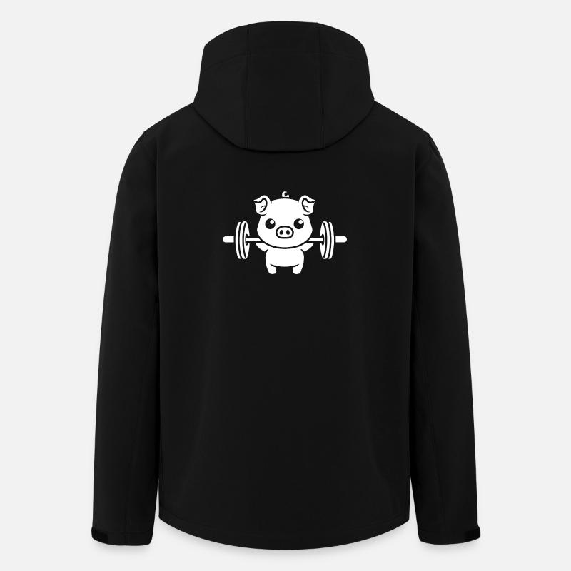Schweine-Gewichtheber-Cartoon - Recycelte Männer Softshell-Jacke von Stanley/Stella - Schwarz