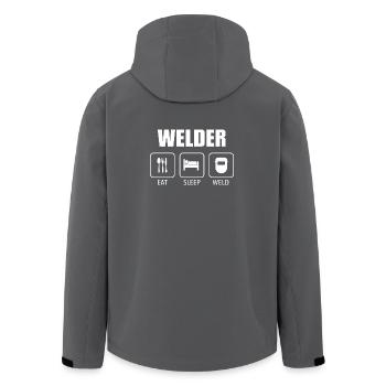 Welder Eat Sleep Repeat Funny Welding Design - Men’s Recycled Softshell Jacket by Stanley/Stella - anthracite - Back - AI Model Male 185 light (185cm)