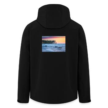 Sonnenaufgang am Kap Arkona - Recycelte Männer Softshell-Jacke von Stanley/Stella - Schwarz - Hinten - AI Model Male 185 light (185cm)