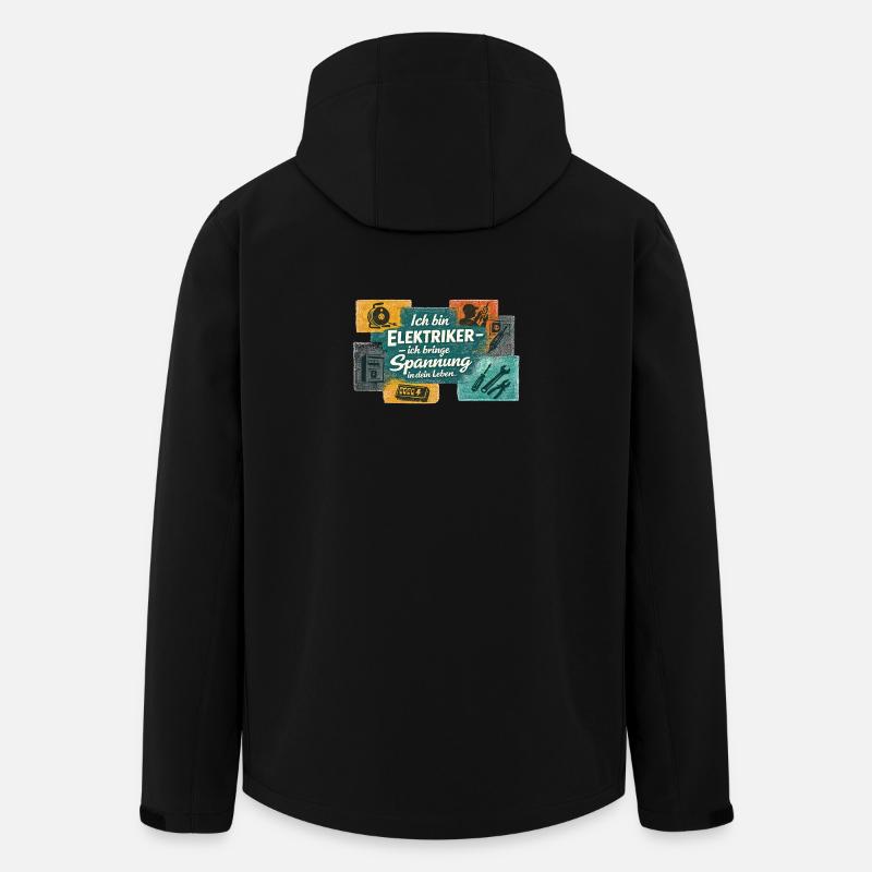 Électricien : Tension dans la vie - Veste softshell homme en polyester recyclé Stanley/Stella - noir