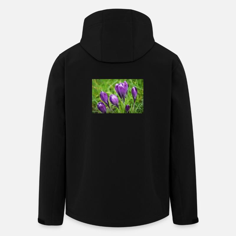 Purple Crocus Cluster in Spring Garden - Men’s Recycled Softshell Jacket by Stanley/Stella - black