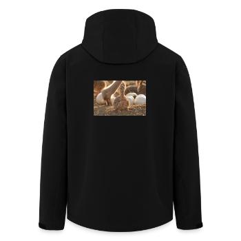 Ostrich chicks in the nest - Men’s Recycled Softshell Jacket by Stanley/Stella - black - Back - AI Model Male 185 light (185cm)