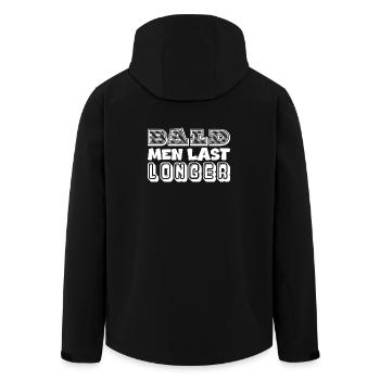 Typographie des hommes chauves durent plus longtemps - Veste softshell homme en polyester recyclé Stanley/Stella - noir - Dos - AI Model Male 185 light (185cm)